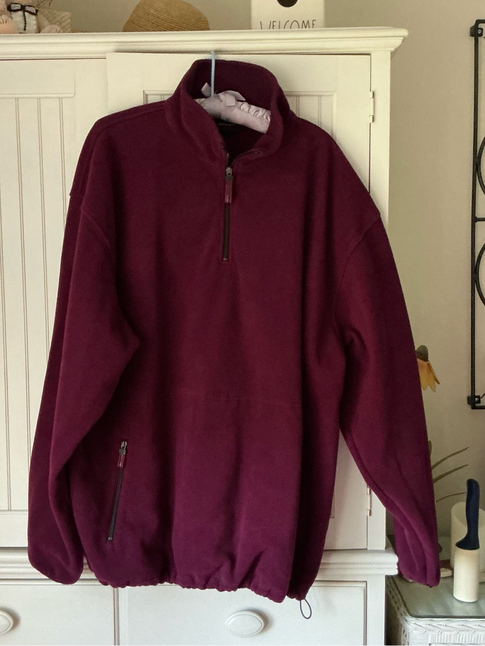 Men’s Burgundy Fleece Quarter Zip Jacket